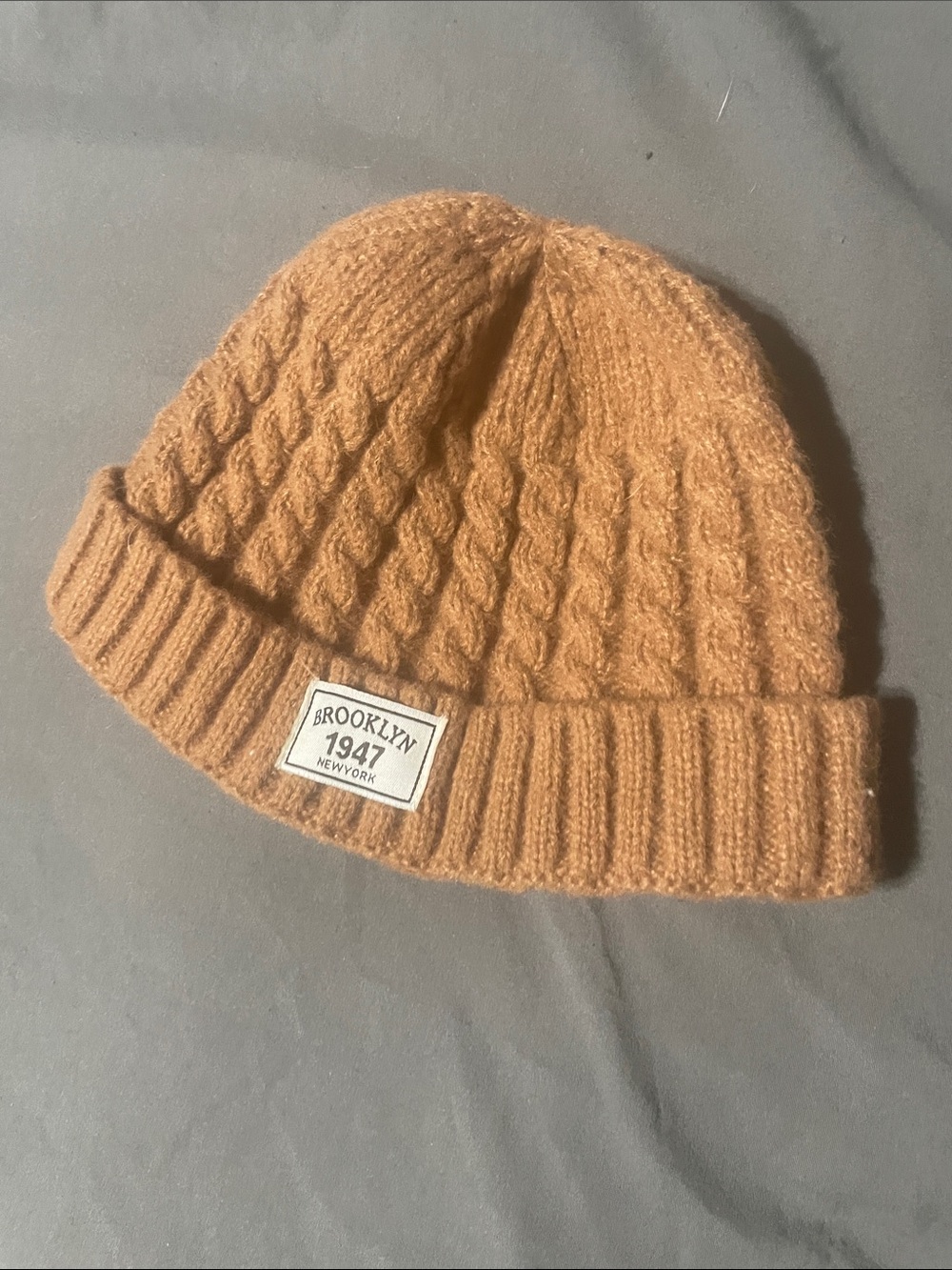 Camel Cable Knit Beanie - Men